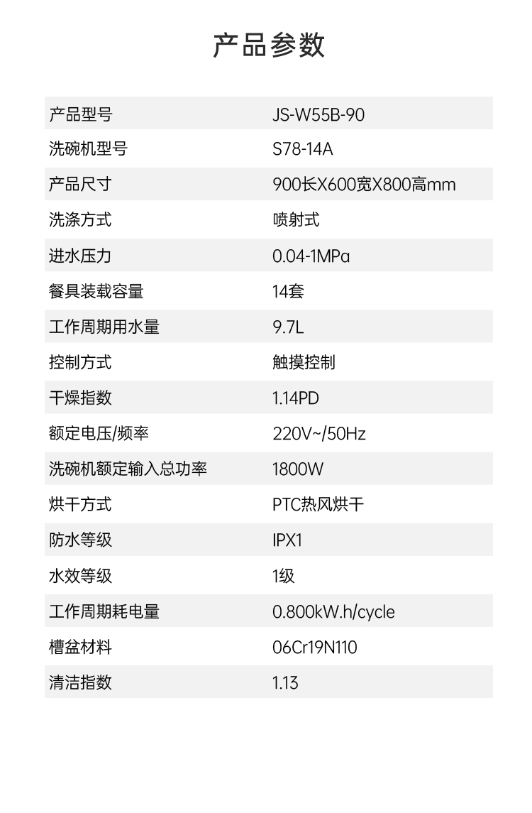 帥豐W55集成洗碗機(jī)