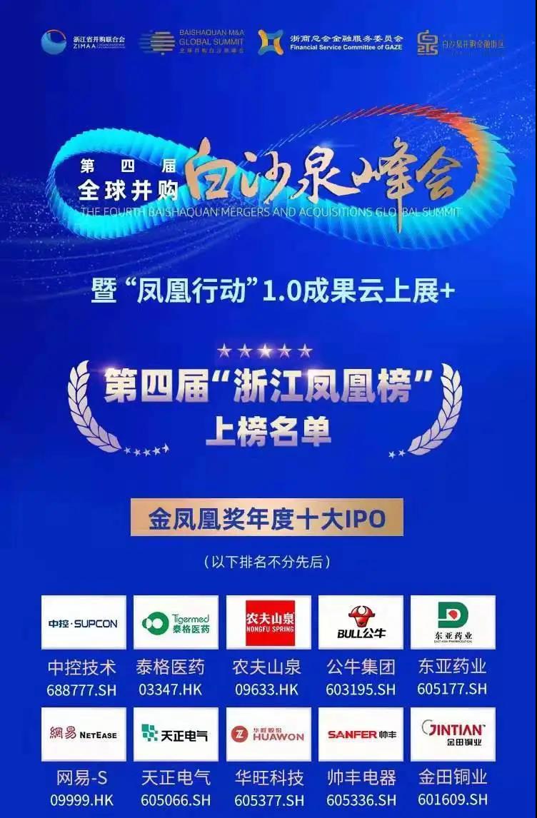 第四屆浙江鳳凰榜出爐|帥豐電器獲評(píng)“金鳳凰獎(jiǎng)年度十大IPO”